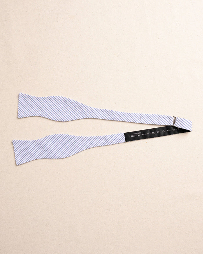 The untied view of the Southern Tide Blue and White Seersucker Bow Tie by Southern Tide - Blue