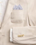 The detail coat view of the Southern Tide Blue and White Seersucker Pocket Square by Southern Tide - Blue