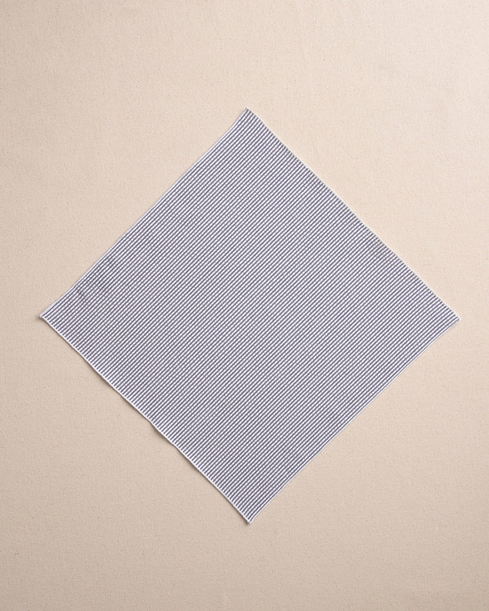 The detail pattern view of the Southern Tide Blue and White Seersucker Pocket Square by Southern Tide - Blue