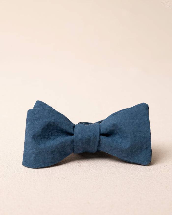 The front view of the Southern Tide Nautical Blue Seersucker Bow Tie by Southern Tide - Nautical Blue