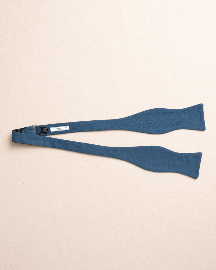 The untied view of the Southern Tide Nautical Blue Seersucker Bow Tie by Southern Tide - Nautical Blue