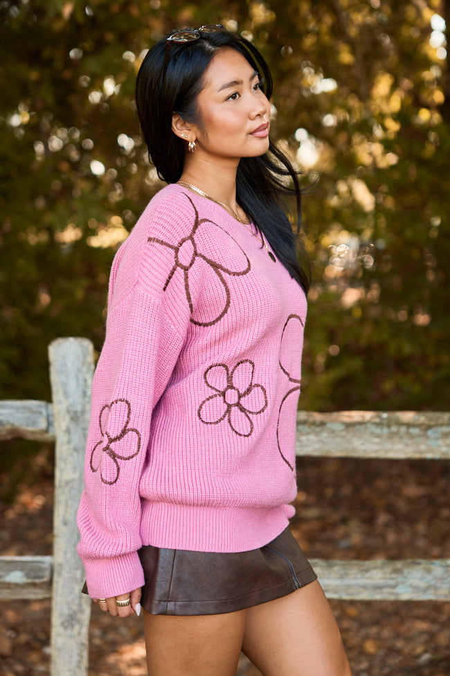 Hold My Hand Mauve/Brown Floral Sweater