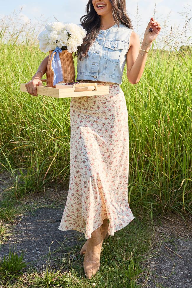 Holland Ivory Floral Maxi Skirt