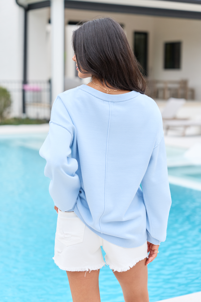 Home Of The Free Light Blue Textured Flag Sweater SALE