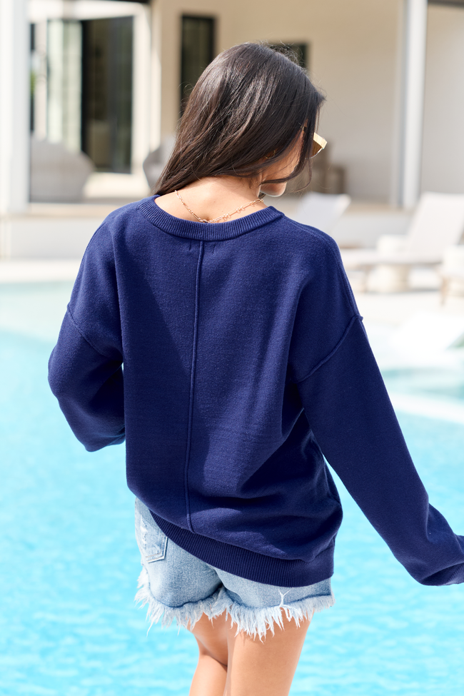 Home Of The Free Navy Textured Flag Sweater SALE