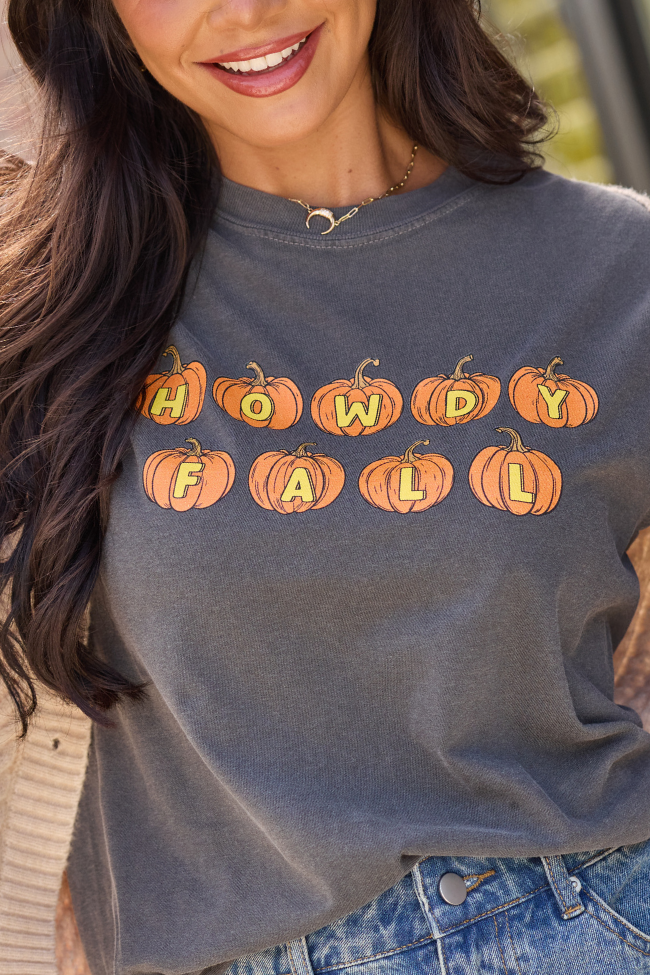 Howdy Fall Pumpkin Dark Grey Graphic Tee