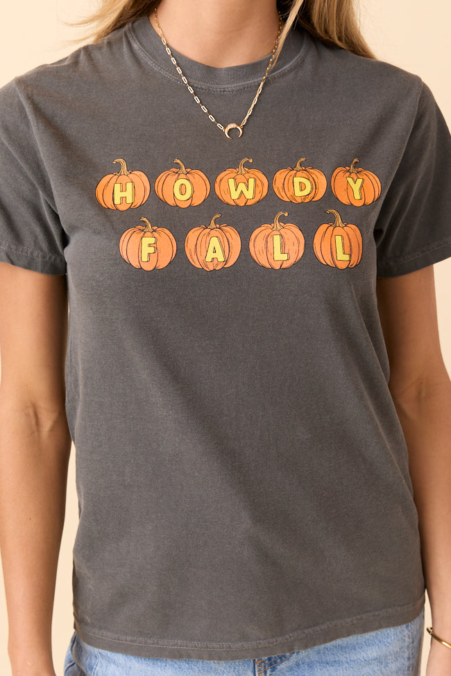 Howdy Fall Pumpkin Dark Grey Graphic Tee