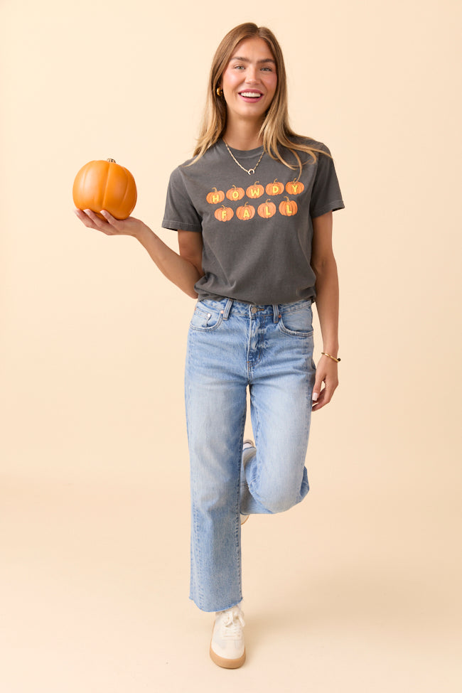 Howdy Fall Pumpkin Dark Grey Graphic Tee