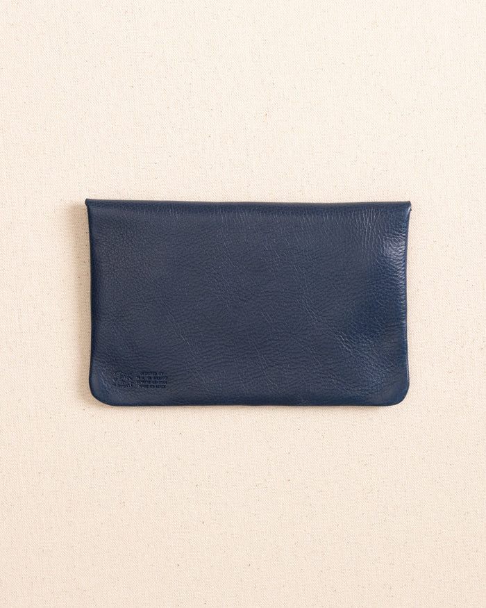 The back view of the Il Bisonte Leather Envelope Pouch at Southern Tide - Blue