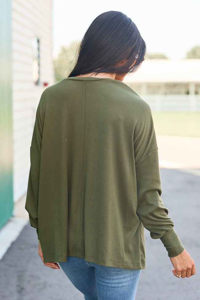 In No Hurry Olive Oversized Knit Tunic