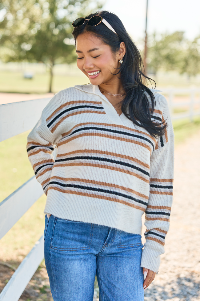 In Your Element Striped Collared Pullover