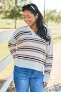In Your Element Striped Collared Pullover
