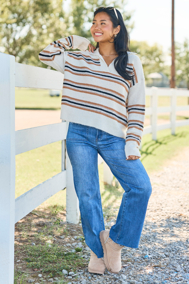 In Your Element Striped Collared Pullover