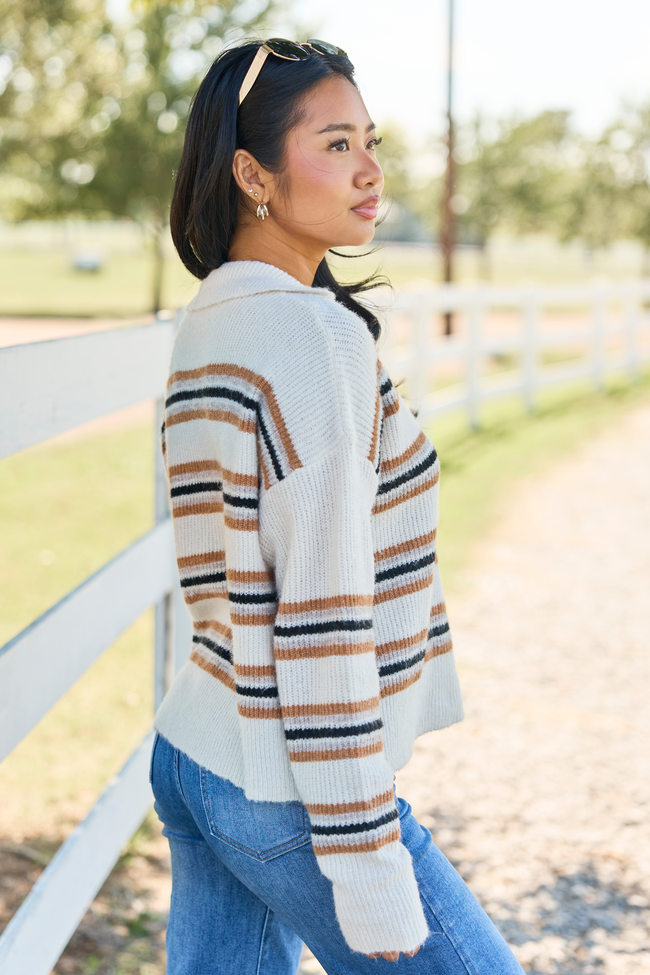 In Your Element Striped Collared Pullover