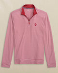 The front view of the Southern Tide Indiana Hoosiers Cruiser Micro-Stripe Quarter Zip by Southern Tide - Heather Crimson