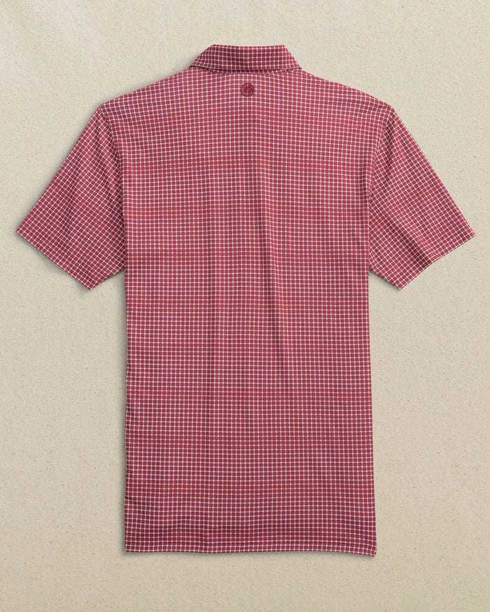 The back view of the Southern Tide Indiana Hoosiers Driver Dunes Edge Plaid Polo by Southern Tide - Crimson