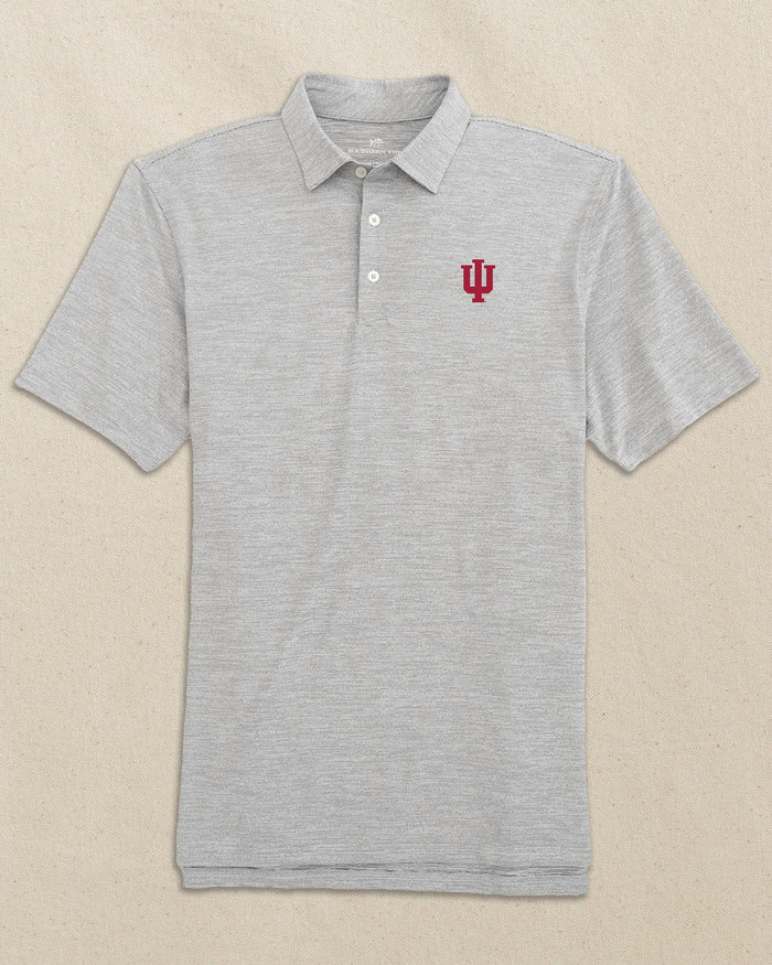 The front view of the Southern Tide Indiana Hoosiers Driver Spacedye Polo by Southern Tide - Black