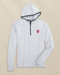 The front view of the Southern Tide Indiana Hoosiers Scuttle Quarter Zip Hoodie by Southern Tide - Heather Slate Grey