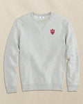The front view of the Southern Tide Indiana Hoosiers Upper Deck Pullover Sweatshirt by Southern Tide - Heather Slate Grey