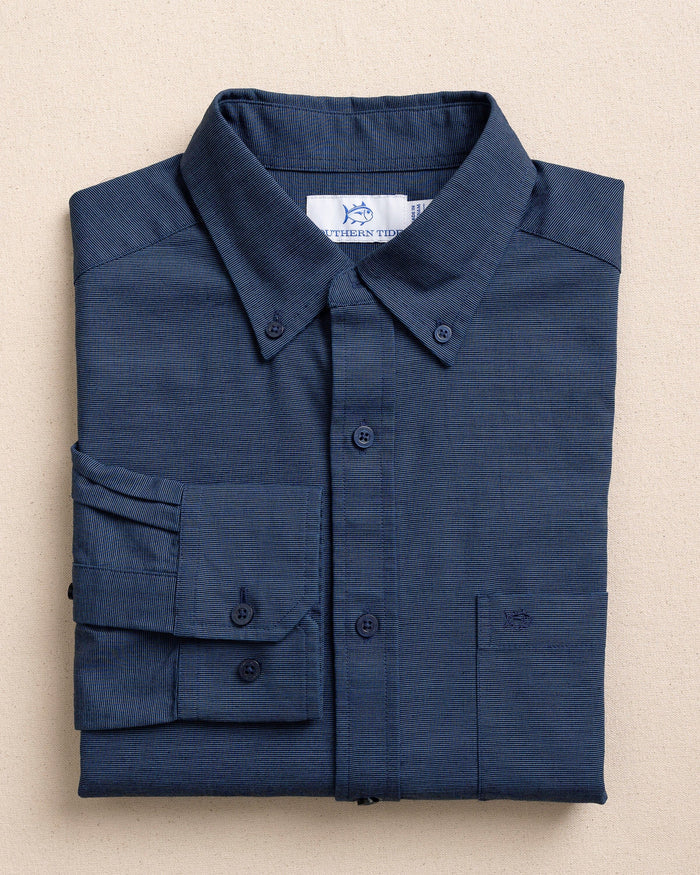 The front view of the Southern Tide Indigo Isle Sport Shirt by Southern Tide - Indigo