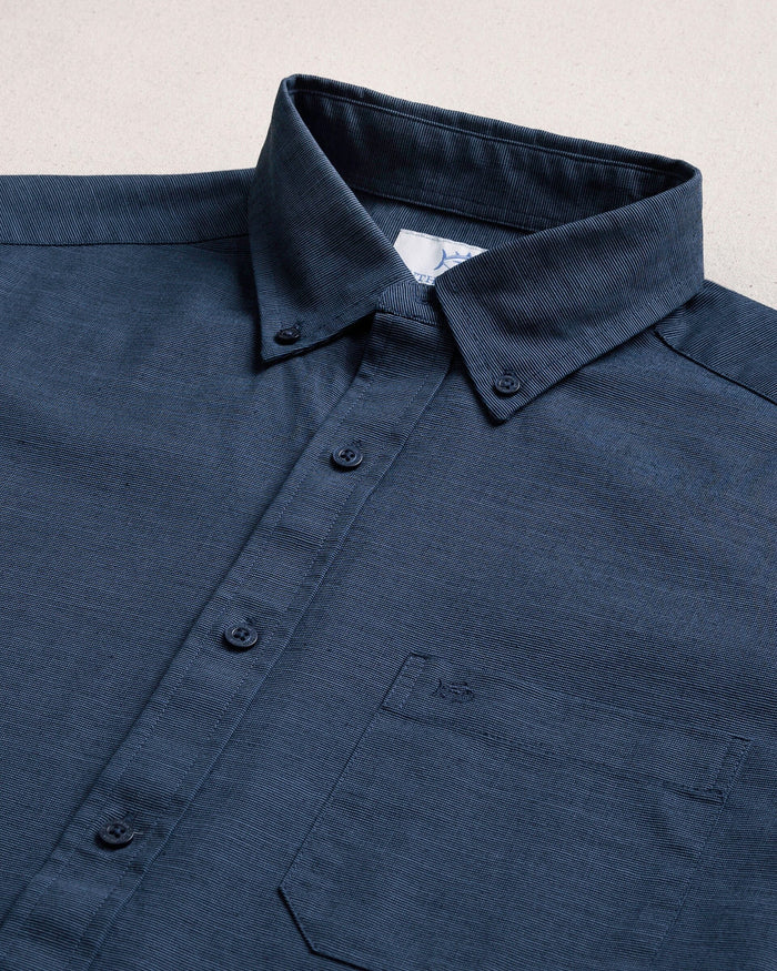 The detail view of the Southern Tide Indigo Isle Sport Shirt by Southern Tide - Indigo