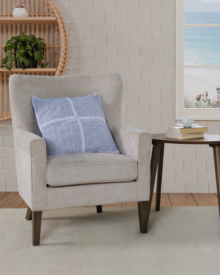 The front view of the Southern Tide Isla Square Decorative Pillow by Southern Tide - Navy