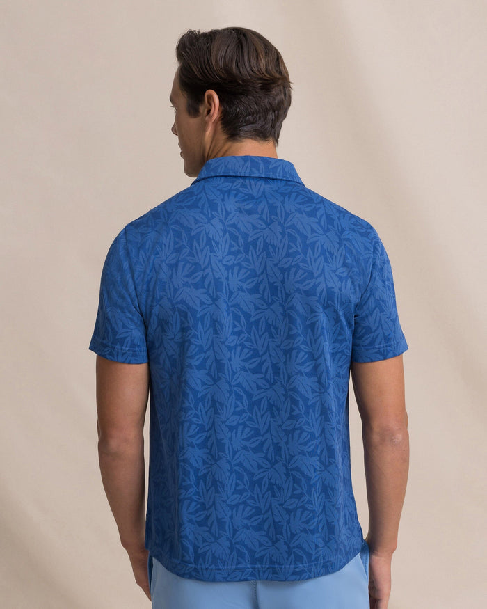 The back view of the Southern Tide Island Fronds Jacquard Polo by Southern Tide - Nautical Blue