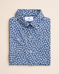 The front view of the Southern Tide Island Infusion Coastal Breeze® Short Sleeve Sport Shirt by Southern Tide - Nautical Blue