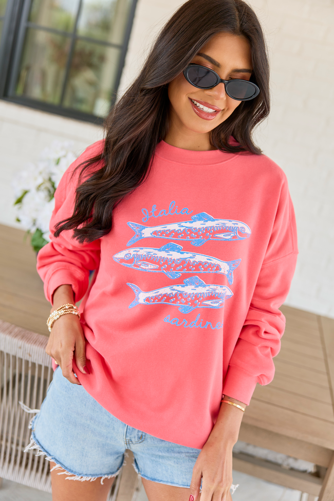Italia Sardines Light Red Graphic Sweatshirt