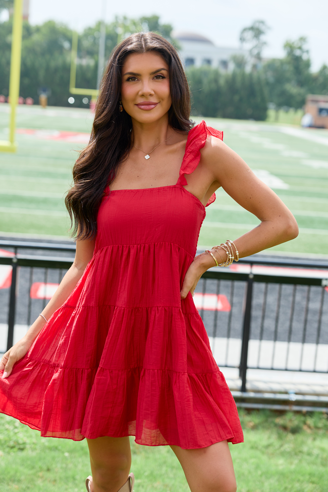 It's My Day Red Smocked Top Mini Dress