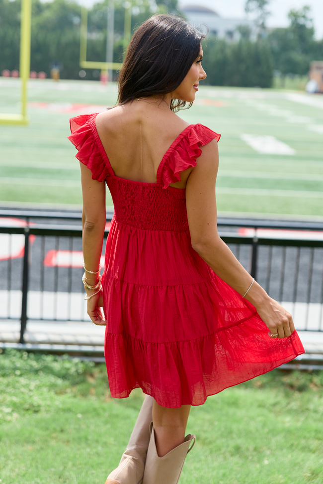 It's My Day Red Smocked Top Mini Dress