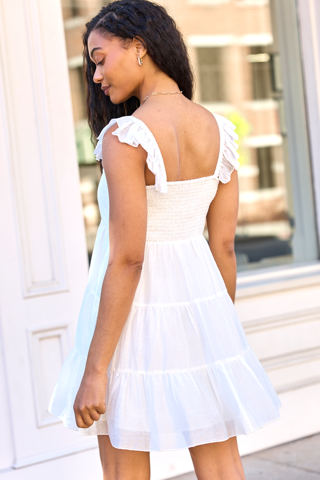 It's My Day White Smocked Top Mini Dress FINAL SALE
