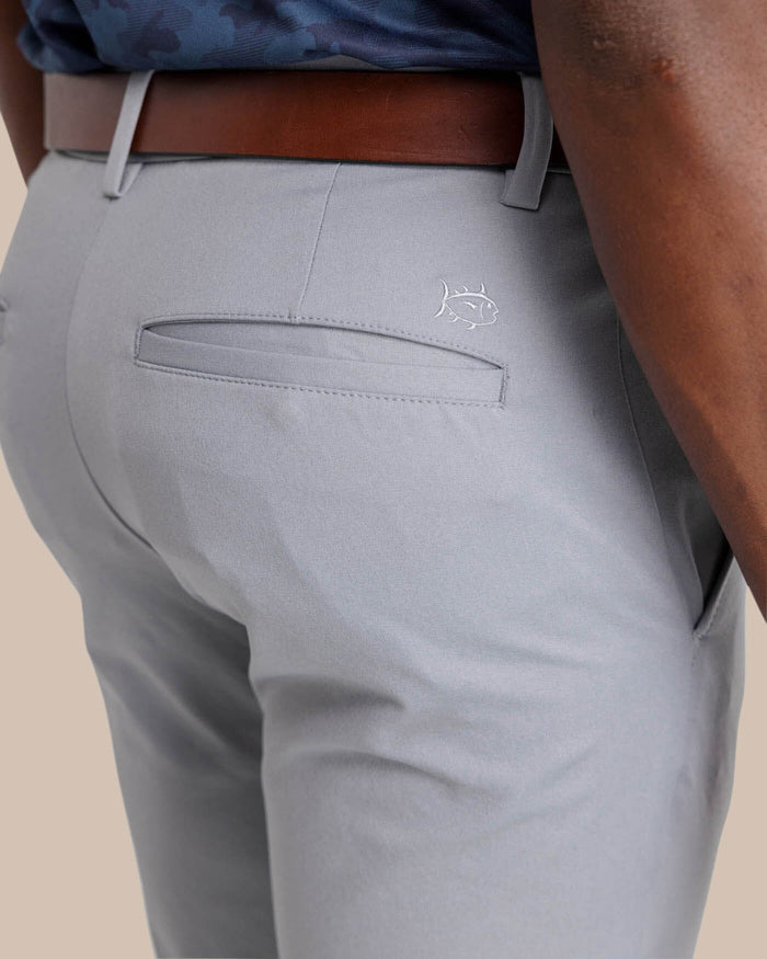 The detail view of the Southern Tide Jack Performance Pant in Steel Grey by Southern Tide - Steel Grey