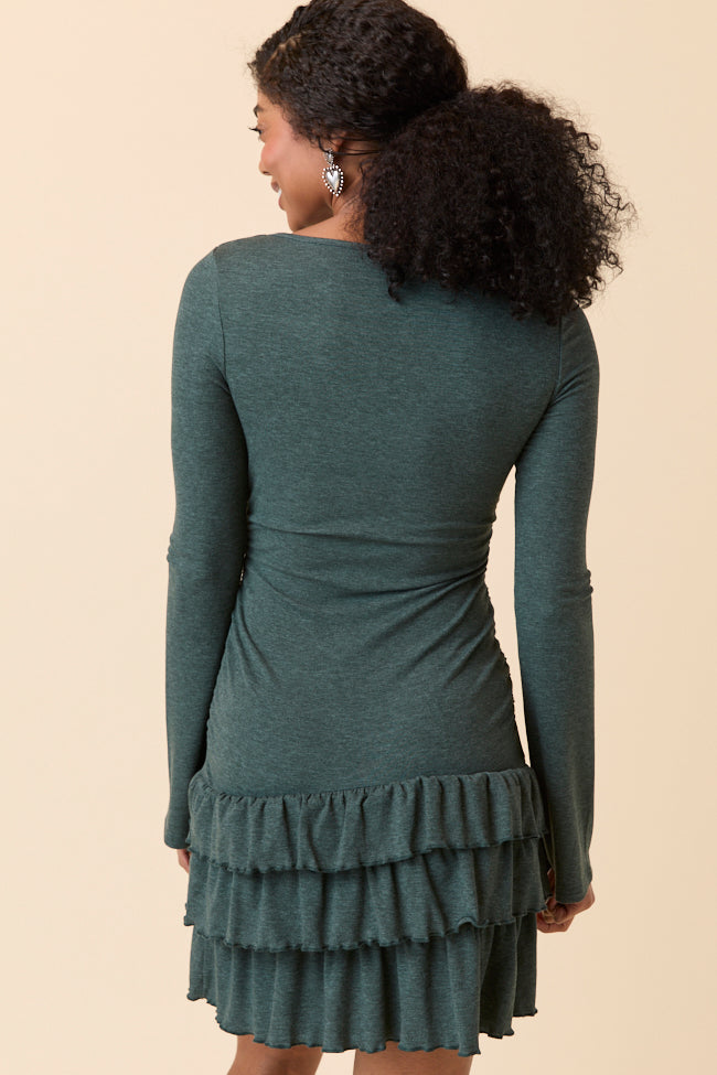 Janelle Forest Ruffle Knit Mini Dress FINAL SALE