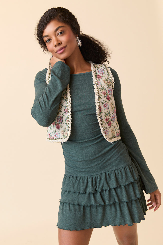 Janelle Forest Ruffle Knit Mini Dress FINAL SALE