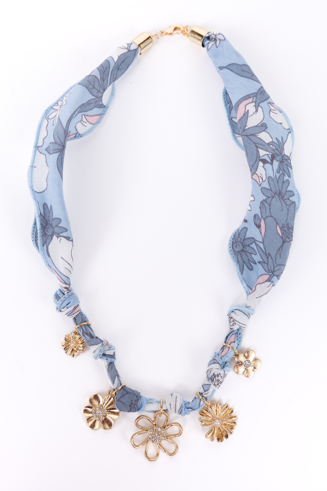 Jayda Blue Scarf Charm Necklace FINAL SALE