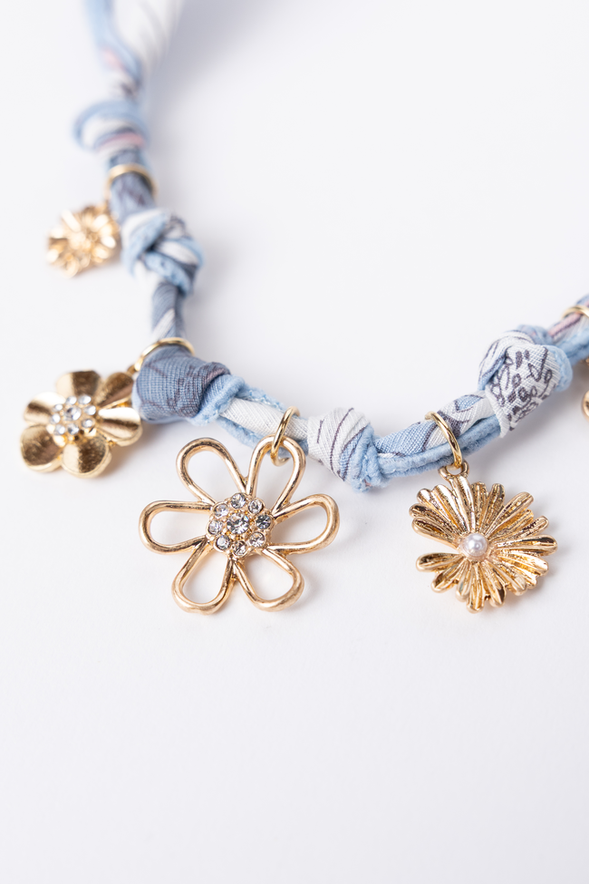 Jayda Blue Scarf Charm Necklace FINAL SALE