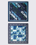 Two Zumba branded bandanas with logo patterns on a white background.