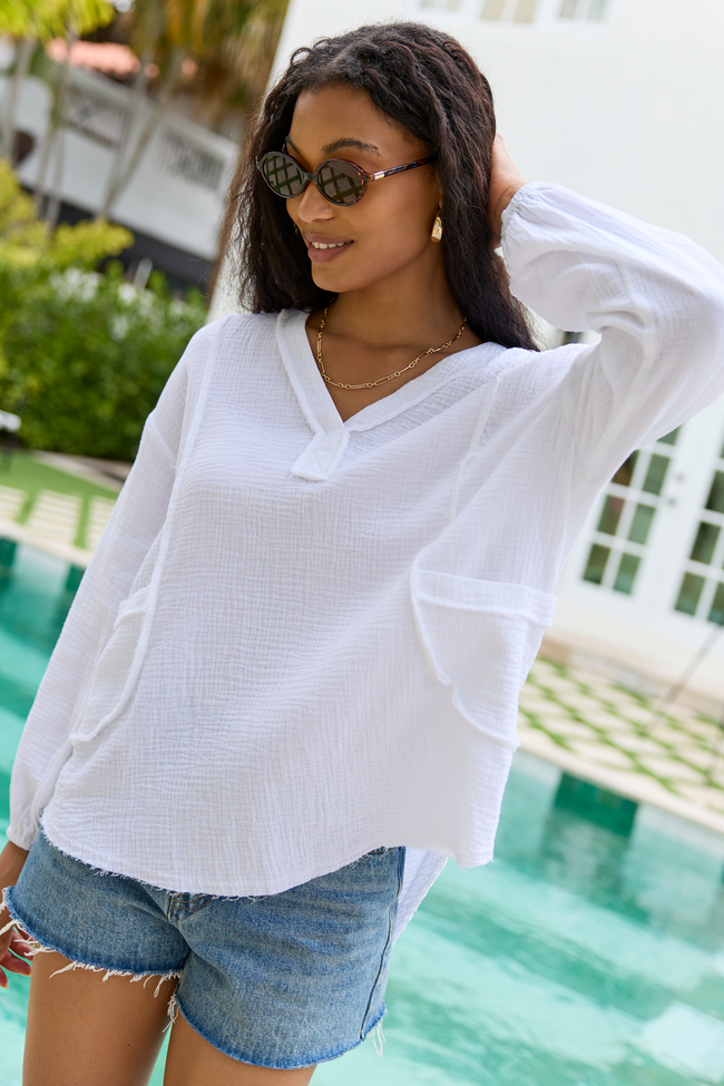 Jenna White Gauze V-Neck Tunic SALE FINAL SALE
