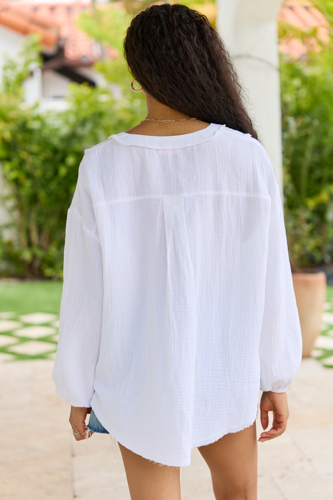 Jenna White Gauze V-Neck Tunic SALE FINAL SALE