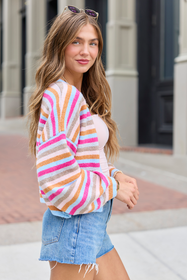 Jennie Multi Striped Cropped Cardigan