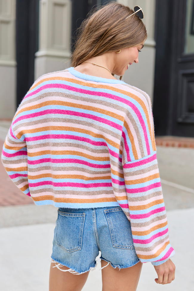 Jennie Multi Striped Cropped Cardigan