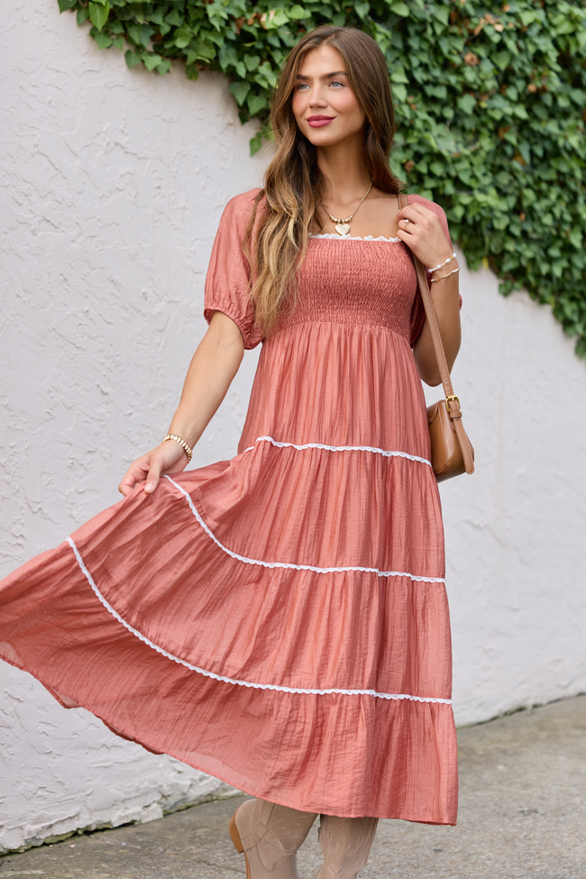 Jennifer Terracotta Tiered Maxi Dress