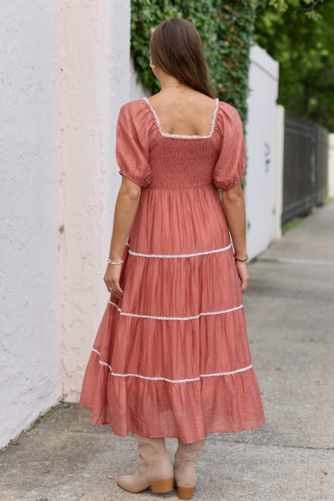 Jennifer Terracotta Tiered Maxi Dress