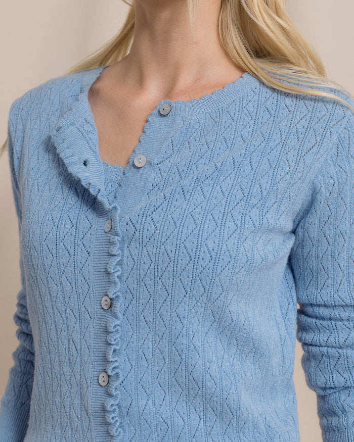 The detail view of the Southern Tide Josefine Pointelle Cardigan by Southern Tide - Ocean Channel