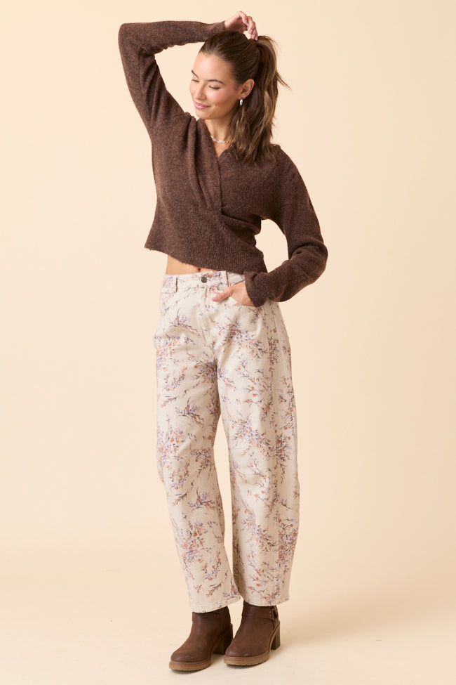 Kayce Brown Hooded V-Neck Surplice Sweater FINAL SALE