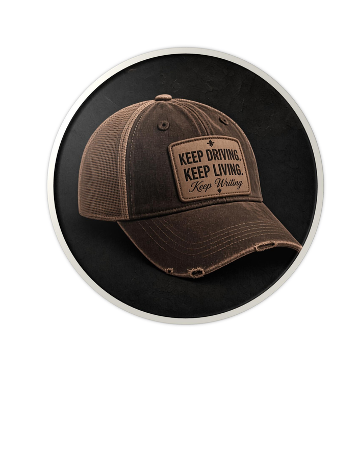 Keep Driving • Keep Living • Keep Writing — Trucker Cap
