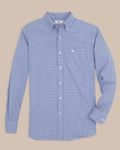 The front view of the Kentucky Wildcats Gingham Button Down Shirt by Southern Tide - University Blue
