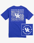 The back view of the Kentucky Wildcats Halftone Monstera T-Shirt by Southern Tide - University Blue