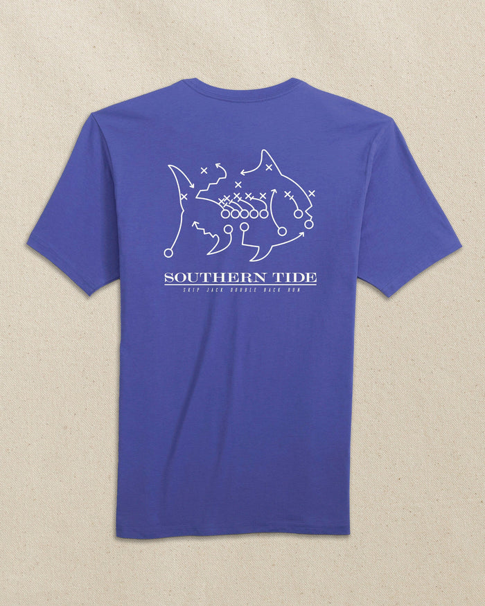 The back view of the Southern Tide Kentucky Wildcats Skipjack Play Short Sleeve T-Shirt by Southern Tide - University Blue and White